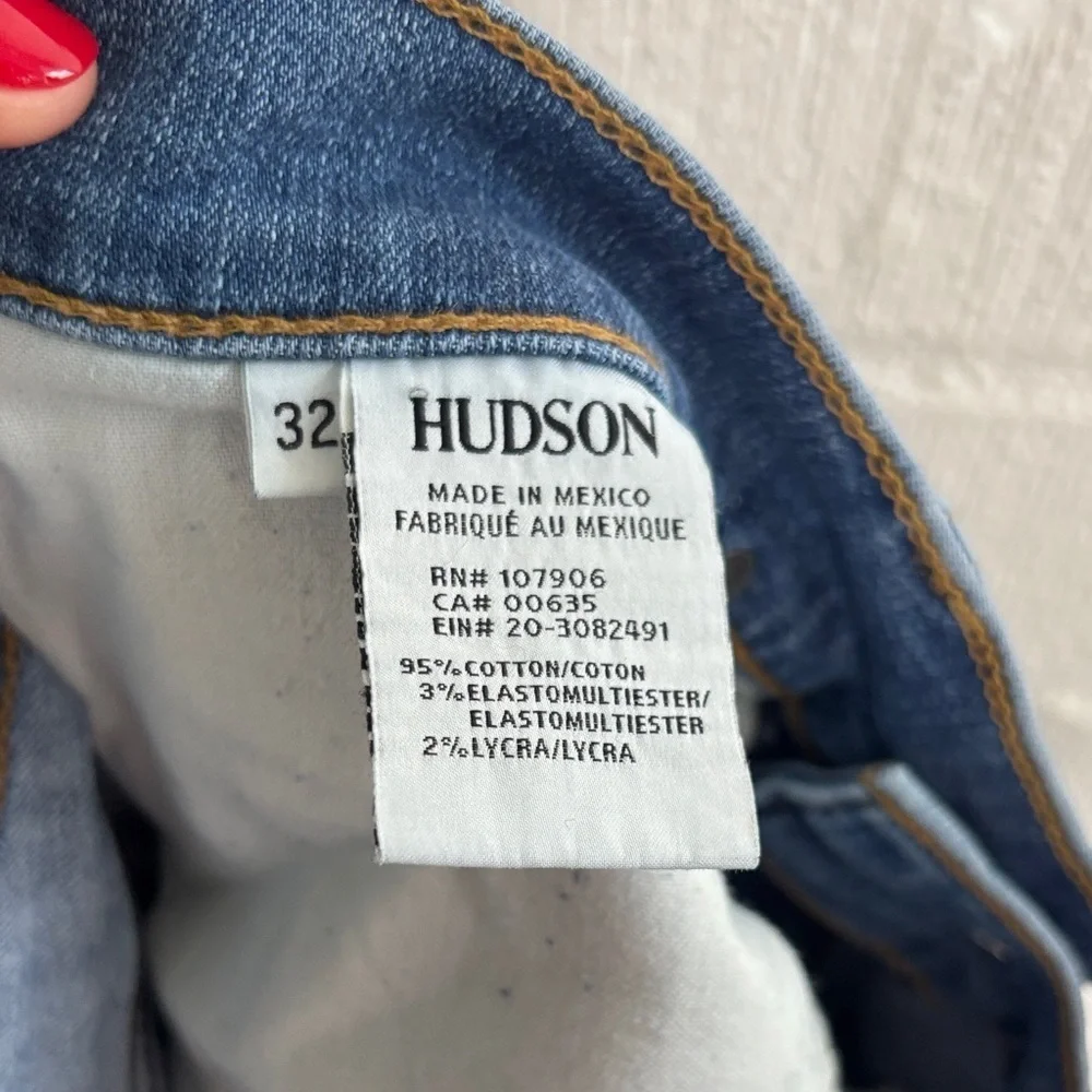Hudson Jeans Byron Straight Distressed Blue Denim Jeans sz 32